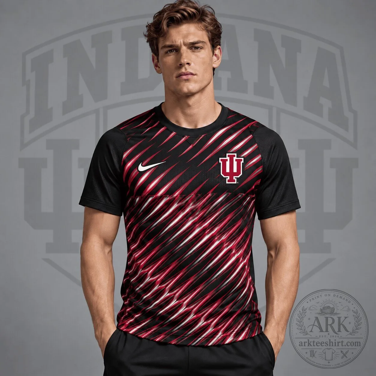 Indiana Hoosiers NCAA Velocity Slash Performance Crewneck T-Shirt