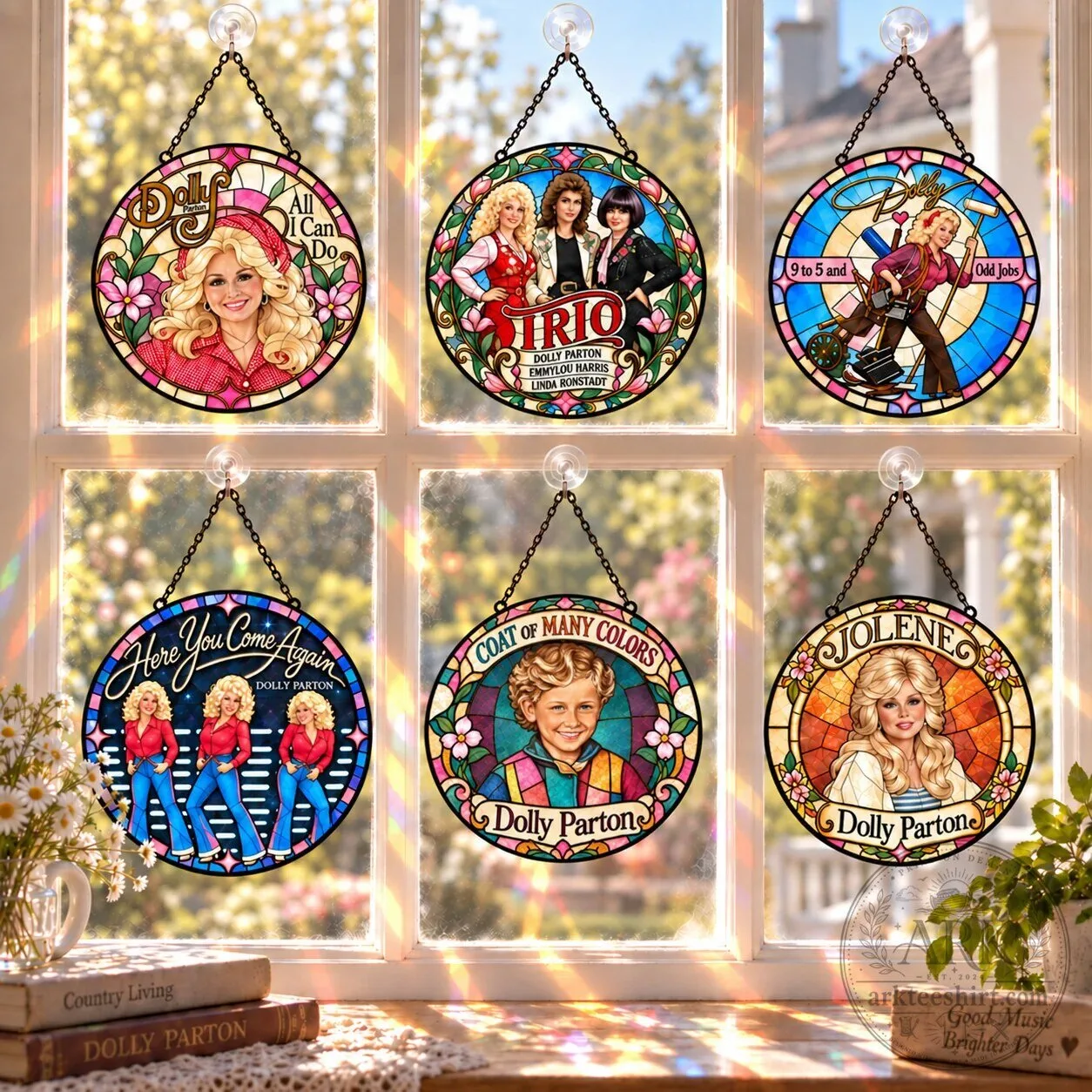 Dolly Parton Country Music Stained Glass Suncatcher Window Hanging Decor