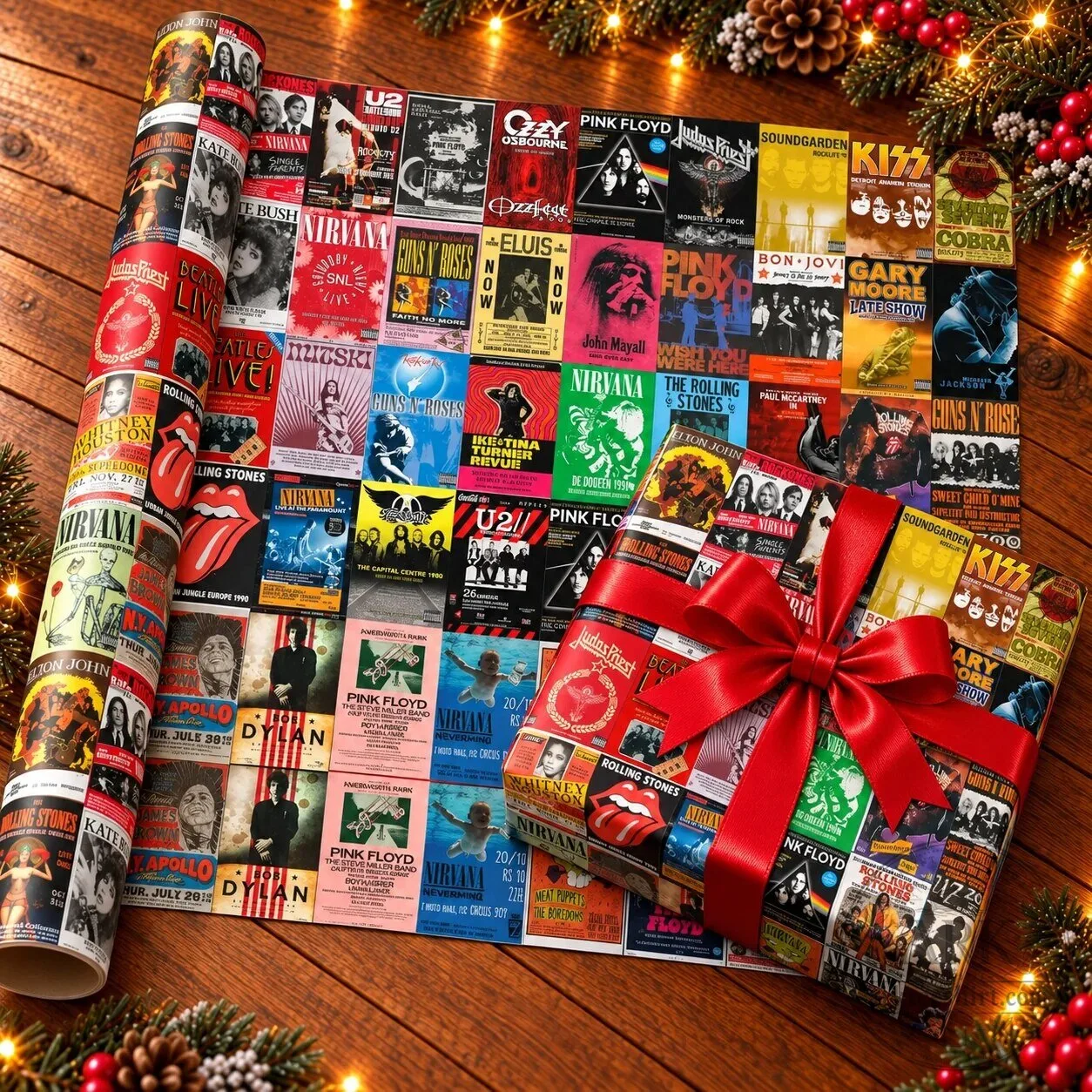 Vintage Rock and Pop Concert Posters Wrapping Paper Gift Wrap
