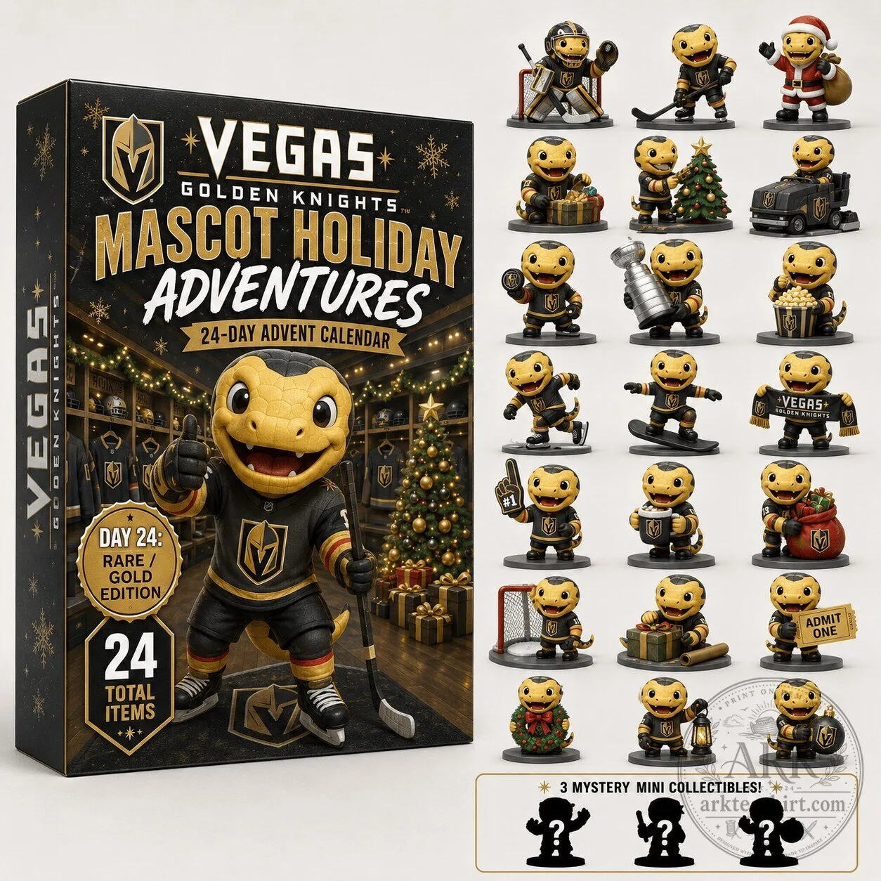 Vegas Golden Knights Mascot Holiday Adventures 24-Day Advent Calendar with Figurines 5 Vegas Golden Knights Mascot Holiday Adventures 24-Day Advent Calendar with Figurines