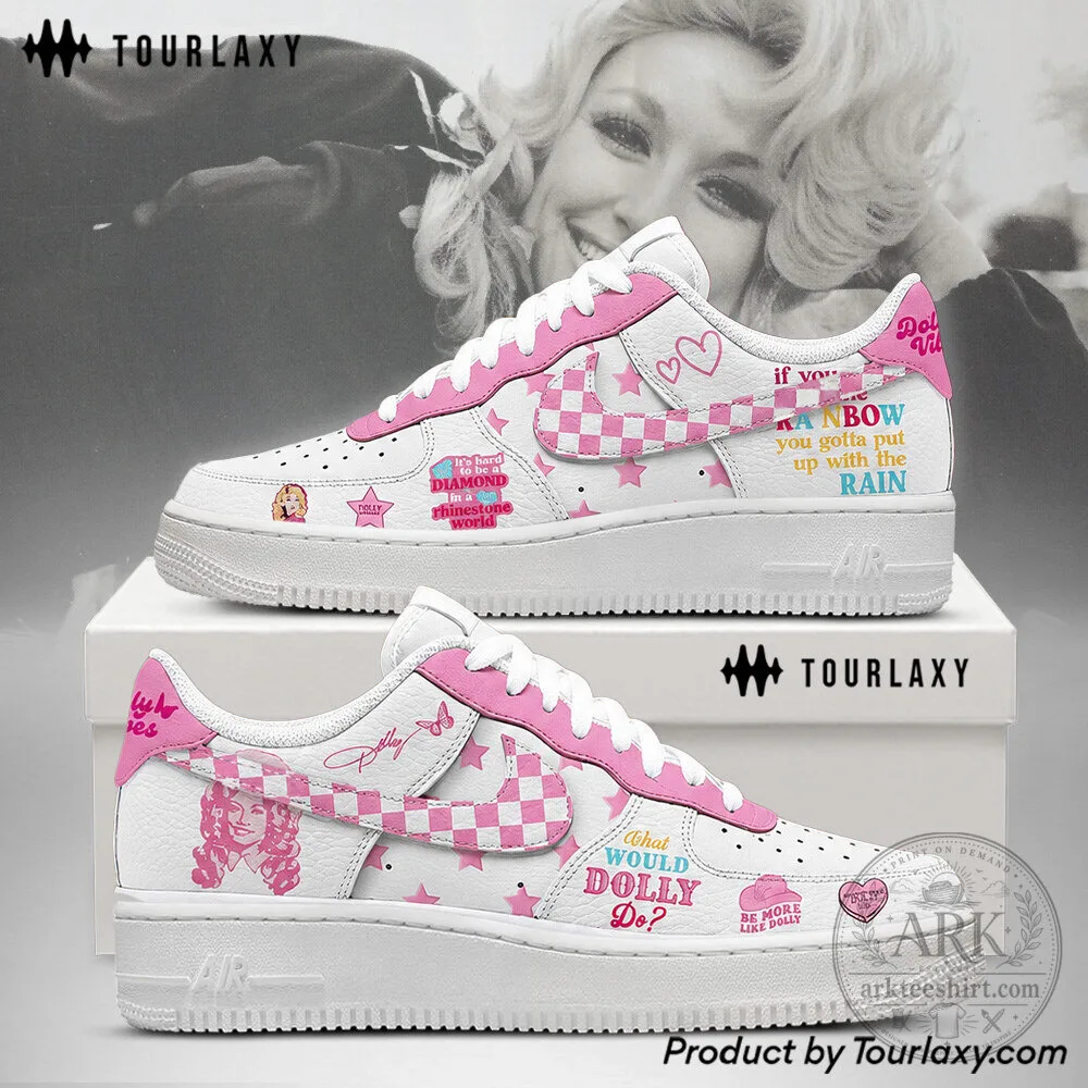 Dolly Parton Pink Checkered Pattern Custom Air Force 1 Shoes