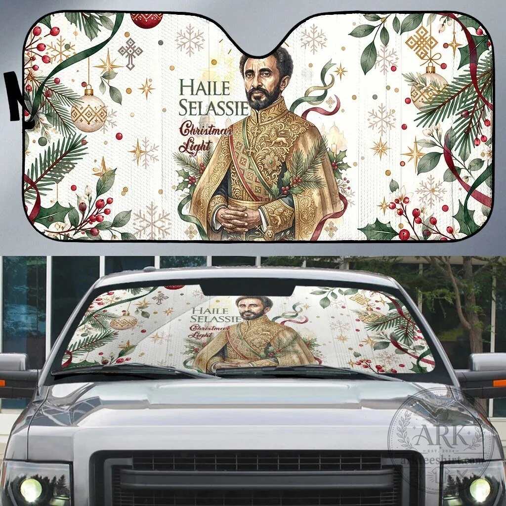 Haile Selassie Christmas Light Auto Sun Shade Royal Ethiopian Orthodox Vintage Style