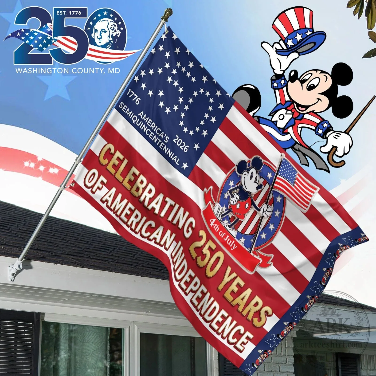 Mickey Mouse 250 Years of American Independence Semiquincentennial Flag