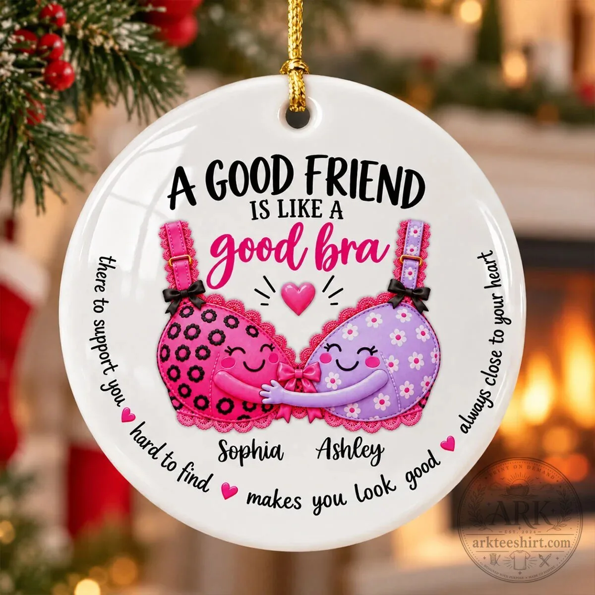 Best Friends Like A Good Bra Personalized Christmas Tree Ornament 1 Best Friends Like A Good Bra Personalized Christmas Tree Ornament