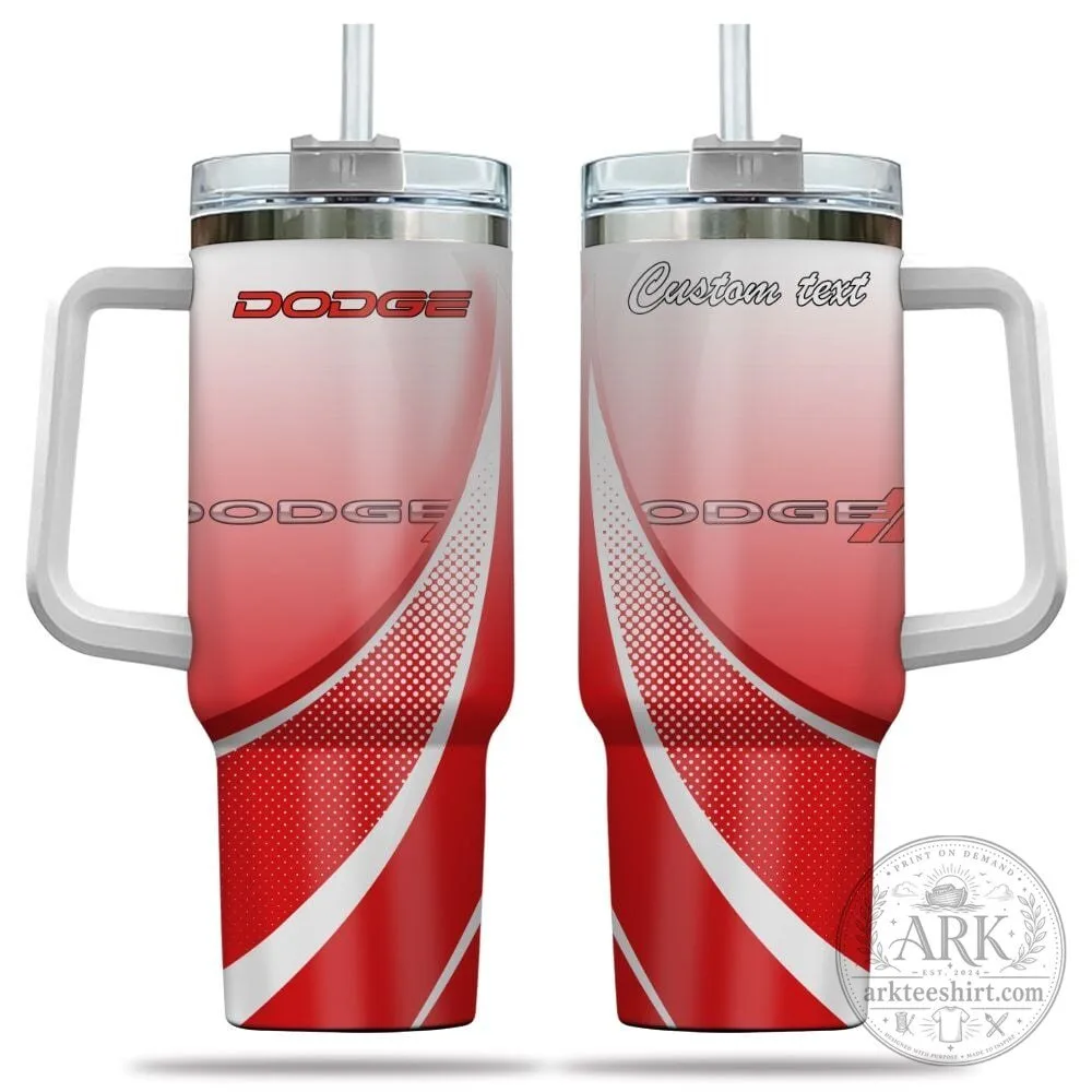 Dodge Red Gradient Custom Text Stainless Steel Insulated Tumbler with Handle
