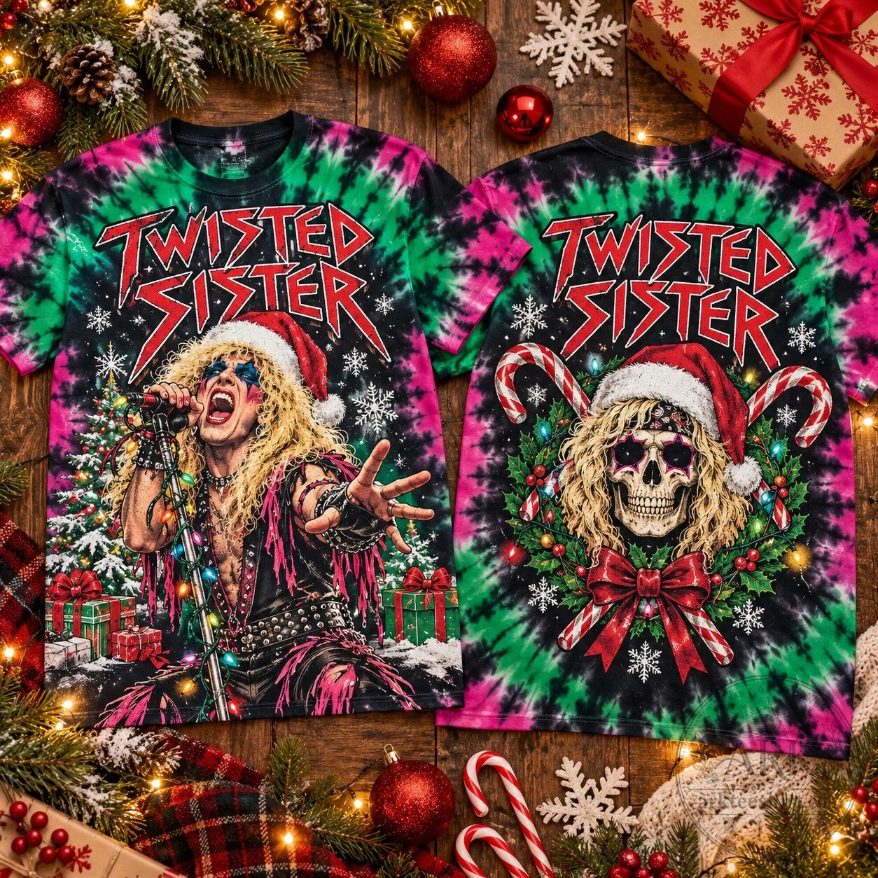 Twisted Sister Christmas Dee Snider Skull Holiday Tie-Dye T-Shirt