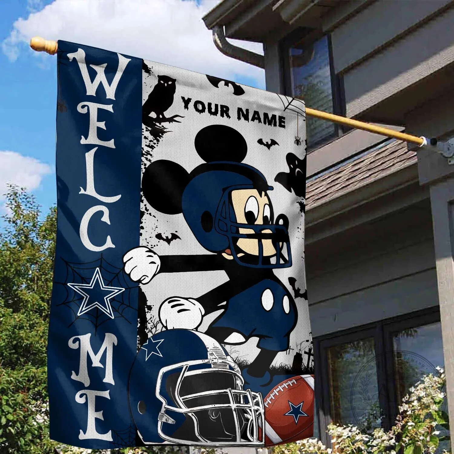 Dallas Cowboys Football Mickey Halloween Welcome Garden Flag