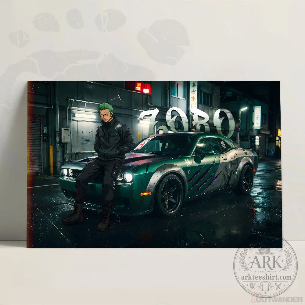 Roronoa Zoro One Piece Anime Manga Character Green Car Wall Art Canvas