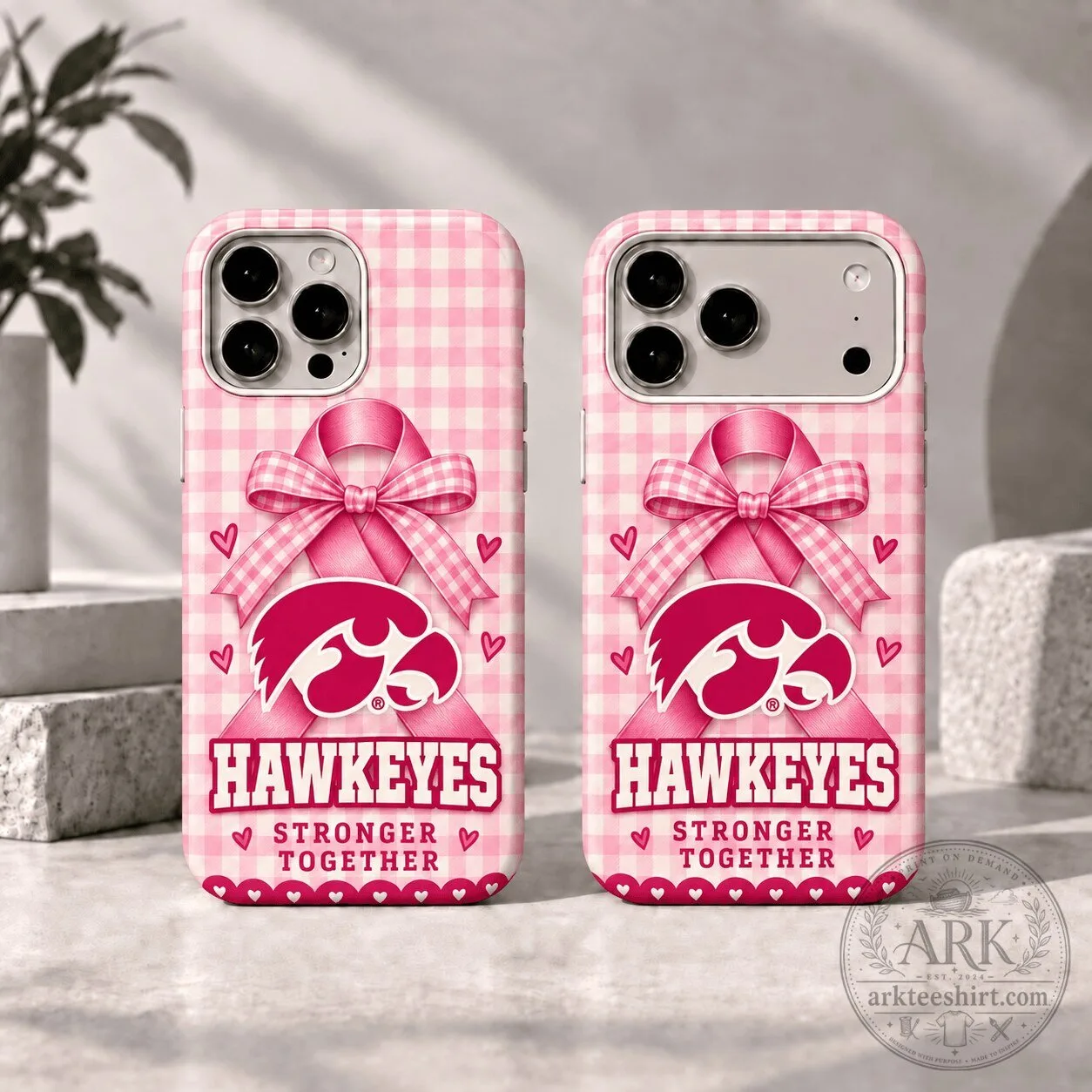 Iowa Hawkeyes Breast Cancer Awareness Pink Gingham Phone Case