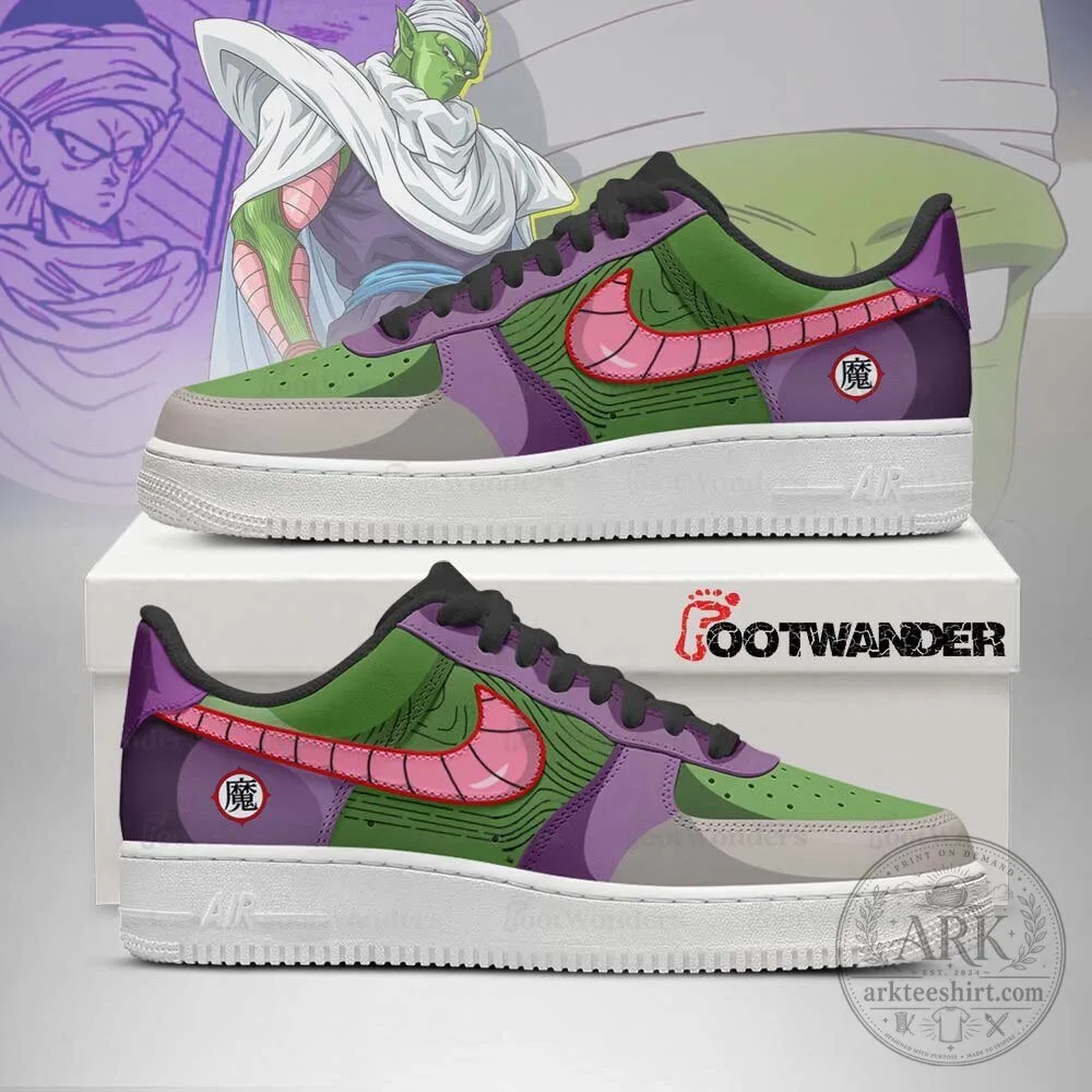 Piccolo Dragon Ball Z Anime Character Green and Purple Custom Shoes