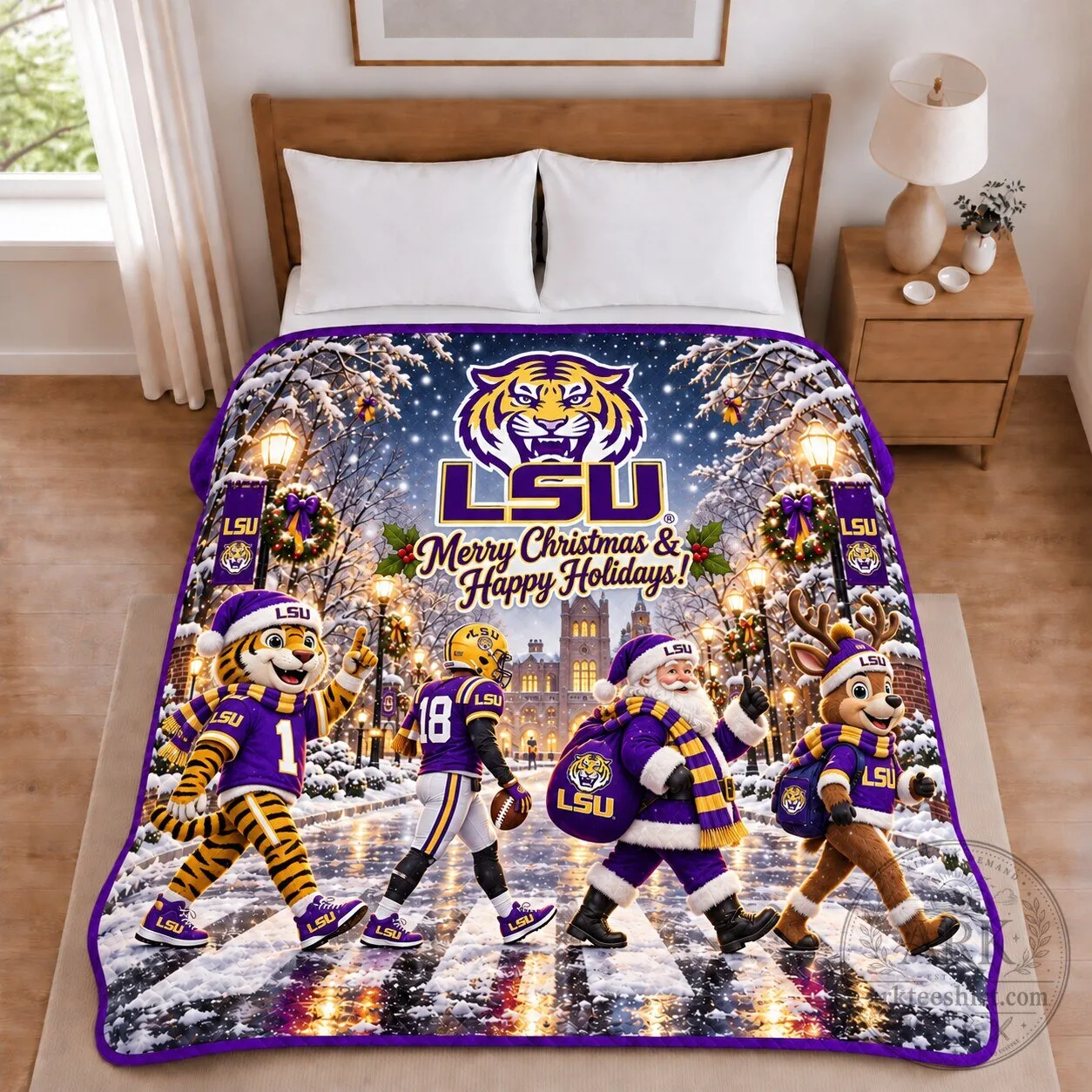 Louisiana State University Tigers Christmas Holiday Football Blanket