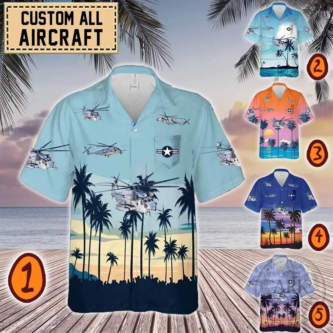 CH-53E Super Stallion Helicopter Tropical Sunset Hawaiian Shirt