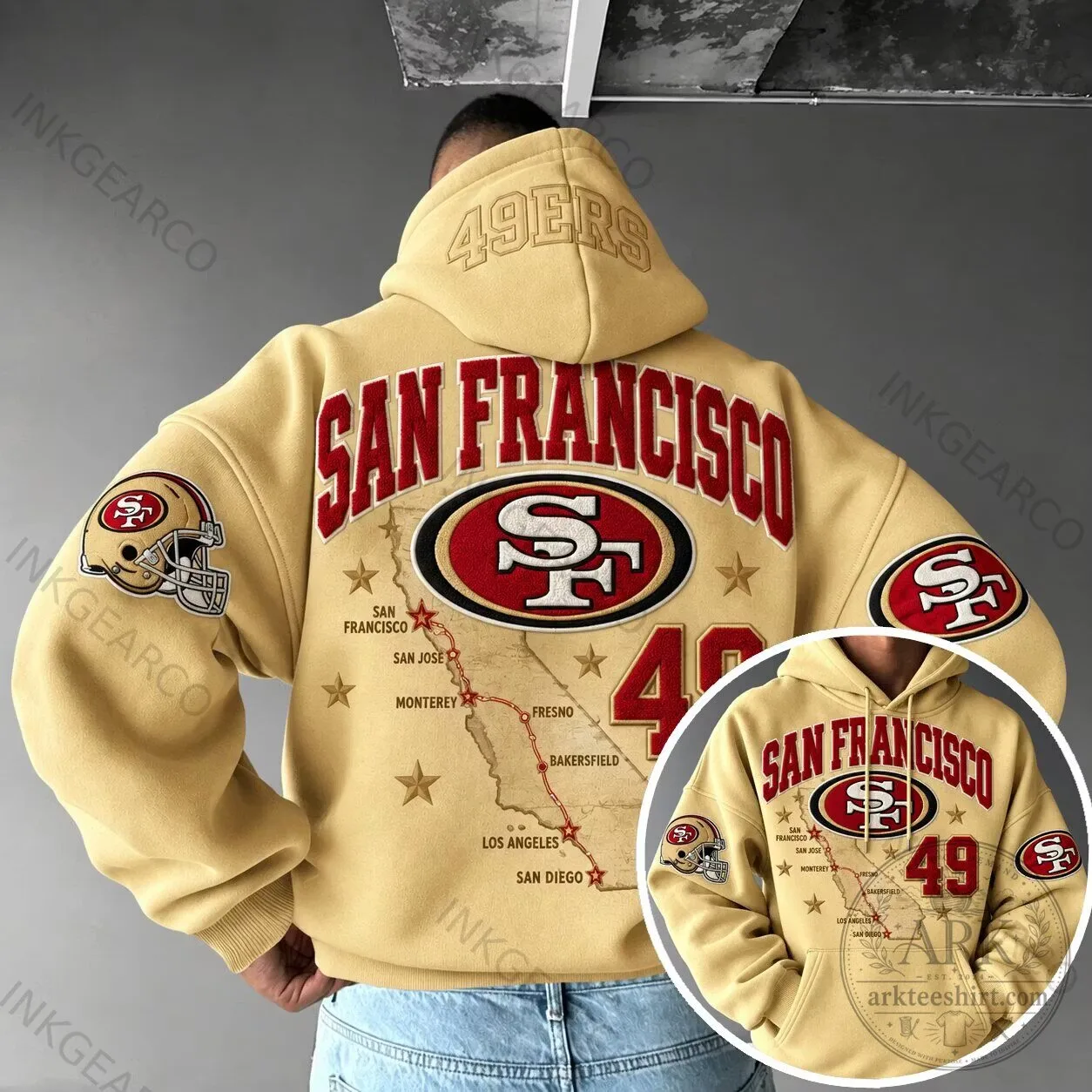 San Francisco 49ers California Map Football Team Hoodie