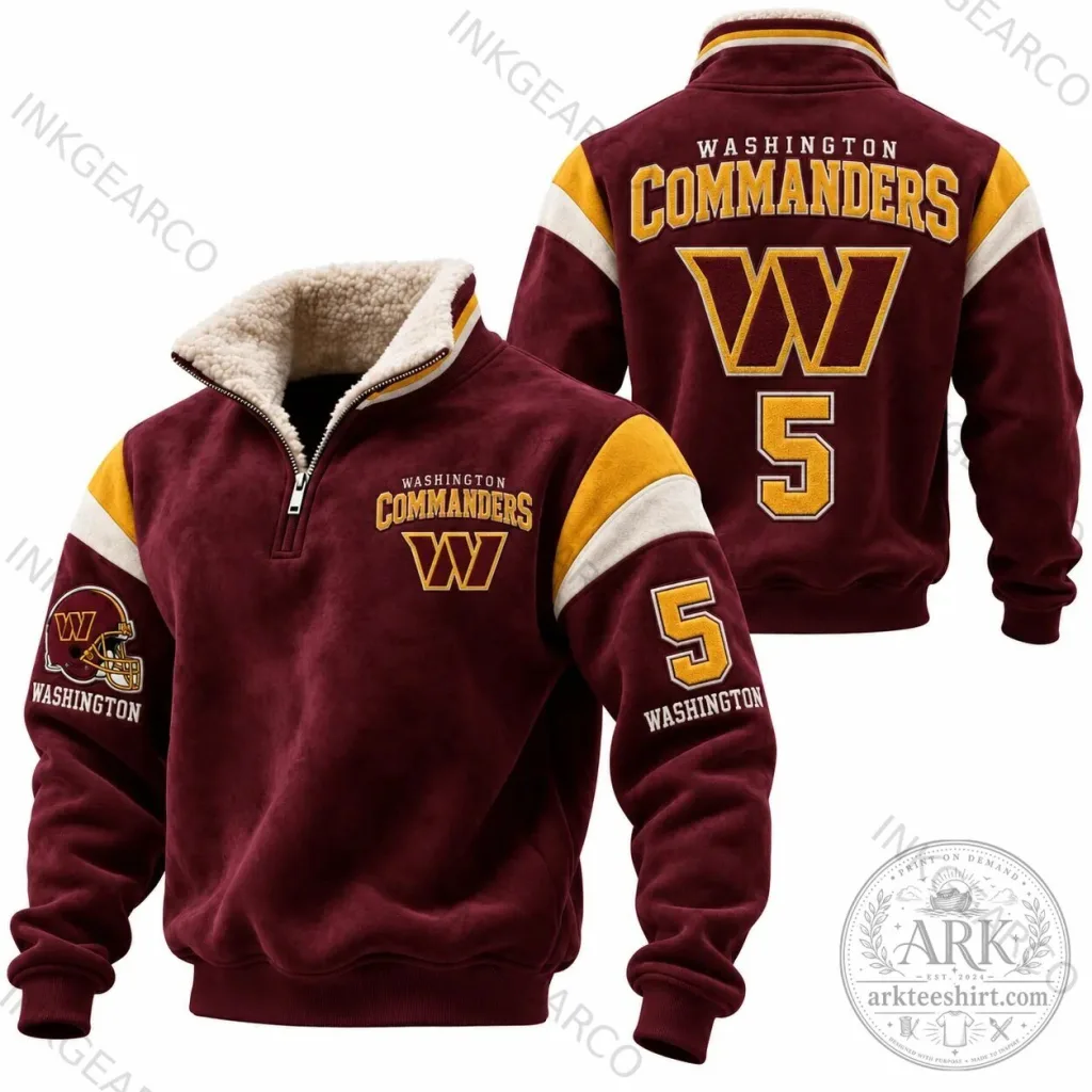 Quarter-Zip Fleece Sweatshirt for Washington Commanders Football Team Quarter-Zip Fleece Sweatshirt for Washington Commanders Football Team