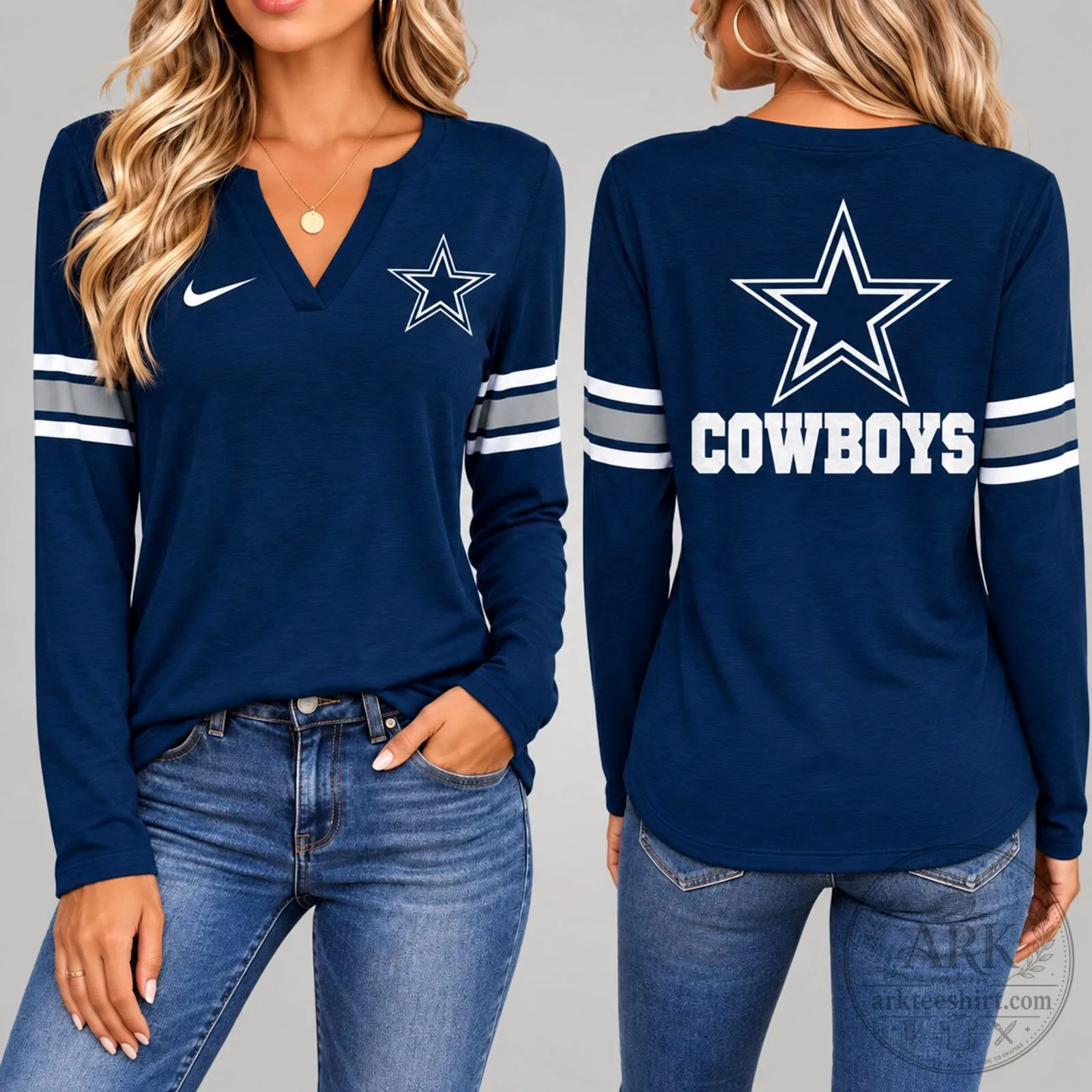 Dallas Cowboys National Football League Women's V-Neck Long Sleeve Shirt
