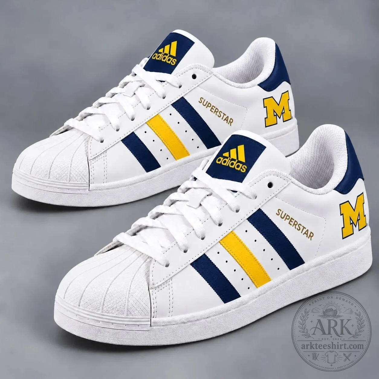 Michigan Wolverines NCAA College Team White Superstar Shoes