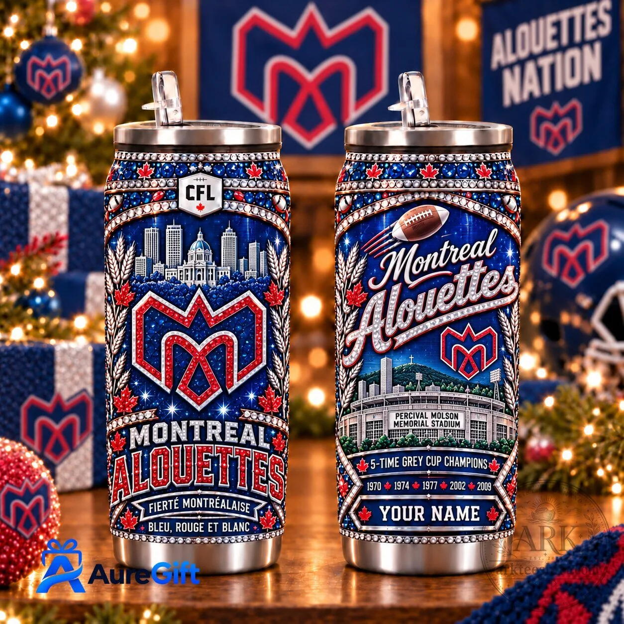 Montreal Alouettes Football Team Personalized Christmas Can Tumbler